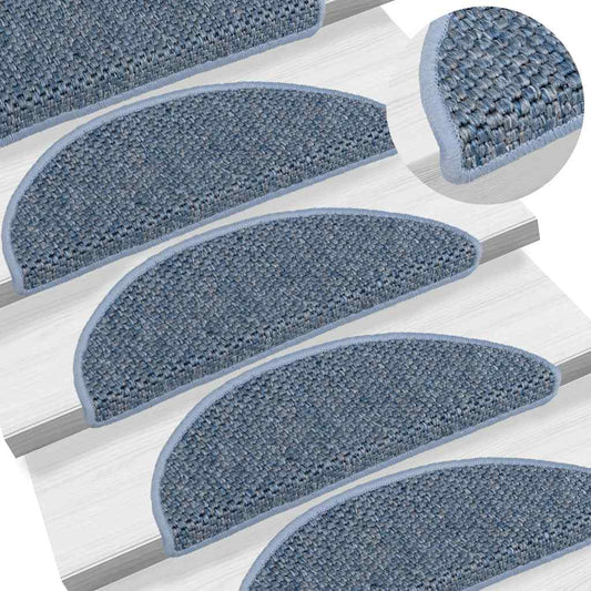 Self-adhesive Stair Treads Sisal Look 15 Pcs. 56x17x3cm Blue
