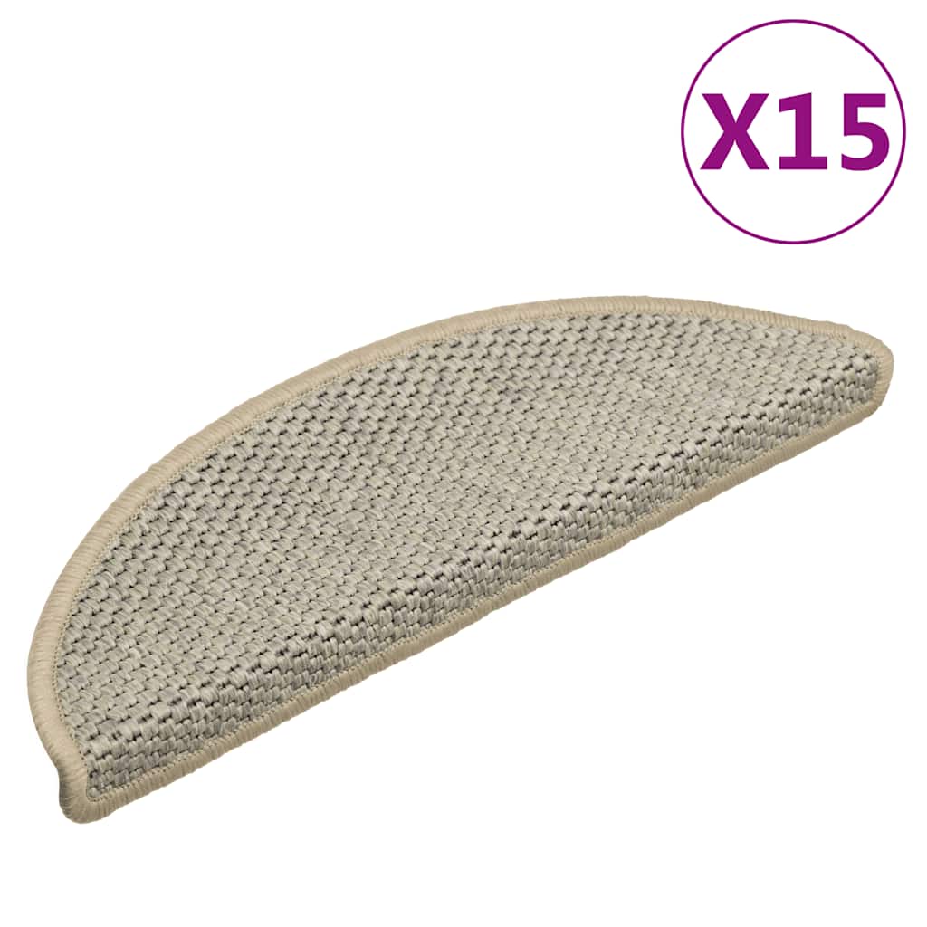 Self-Adhesive Stair Mats Sisal-Look 15 pcs 56x17x3 Light Green