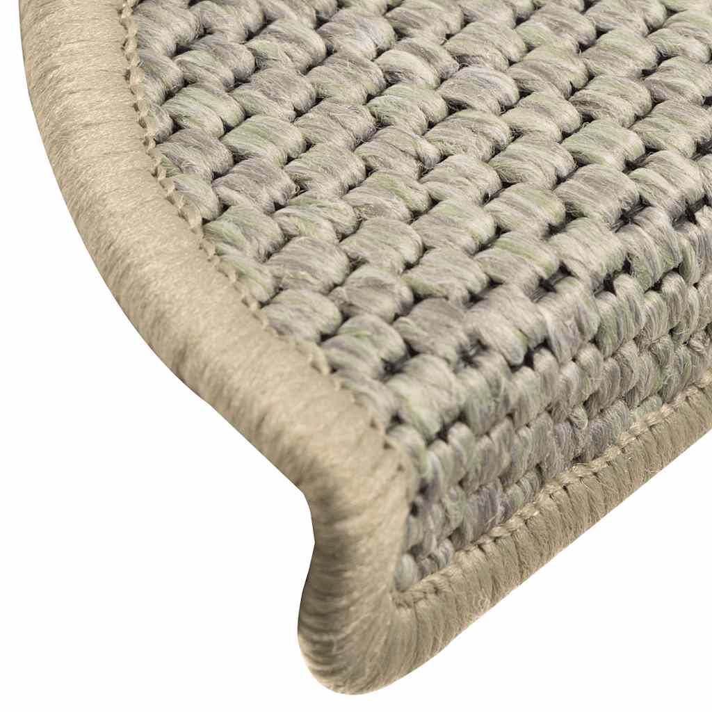 Self-Adhesive Stair Mats Sisal-Look 15 pcs 56x17x3 Light Green