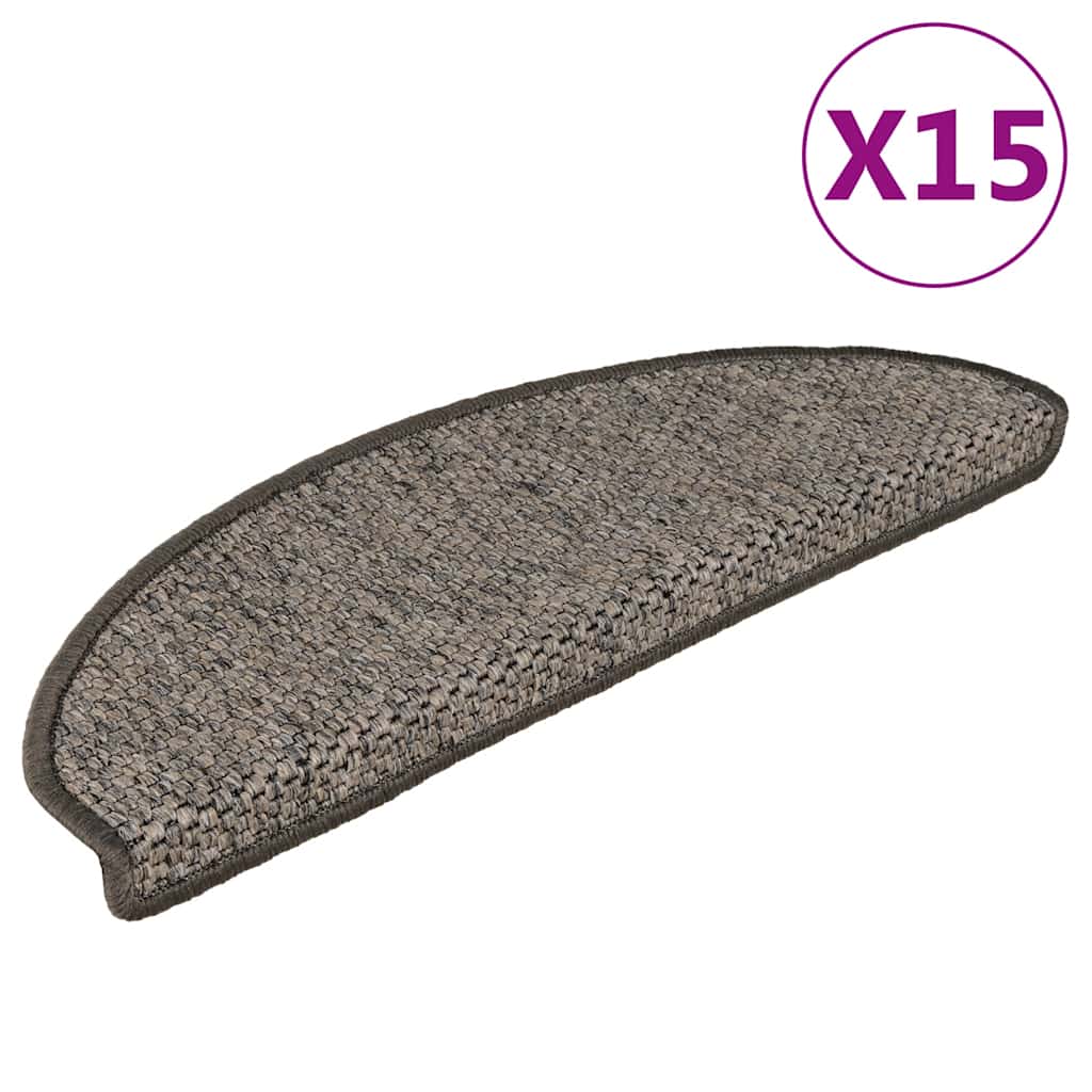 Self-adhesive Sisal Stair Treads 15 pcs. 65x21x4 cm Anthracite