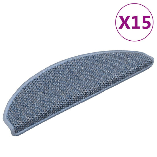 Stair Mats Self-Adhesive Sisal Look 15 Pcs. 65x21x4 cm Blue