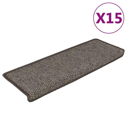 Self-adhesive Sisal Stair Mats 15 pcs. 65x21x4cm Grey & Beige