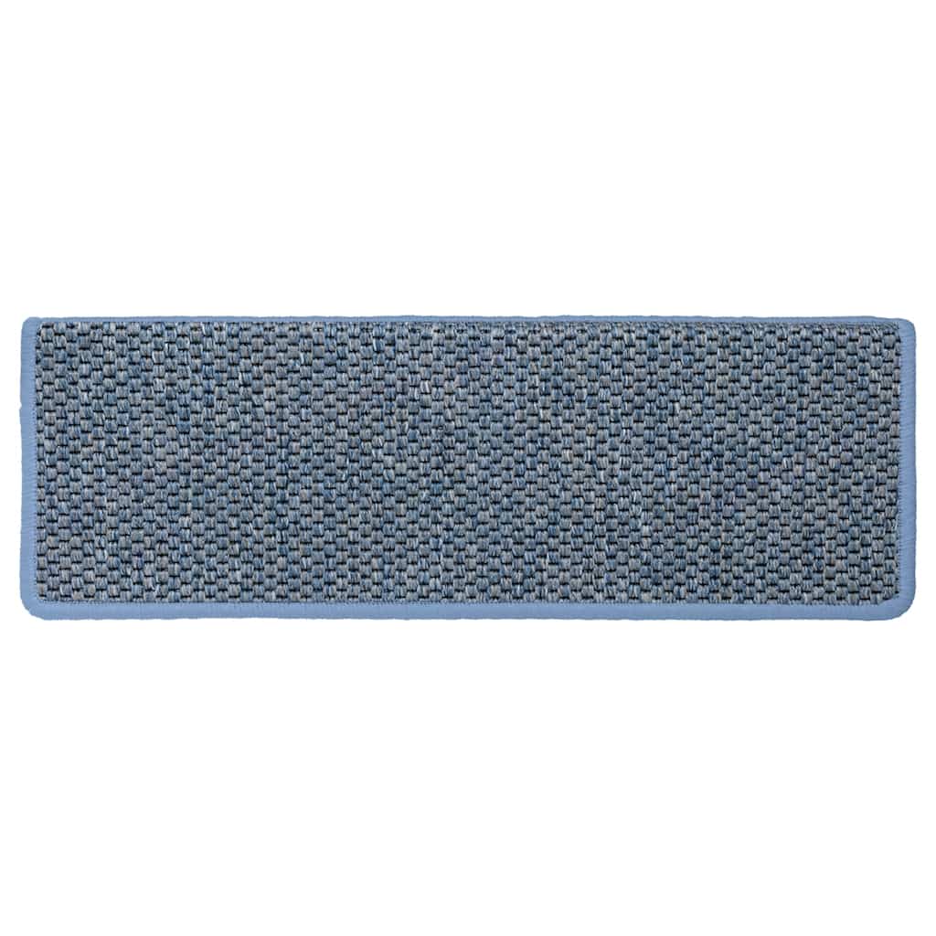 Stair Mats Self-Adhesive Sisal Look 15 Pcs. 65x21x4 cm Blue