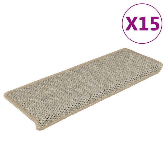 Stair Mats Self-Adhesive Sisal Look 15 Pcs 65x21x4 Green