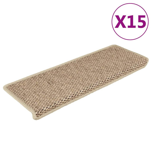 Self-adhesive Stair Treads Sisal Look 15 pcs. 65x21x4 cm Sand