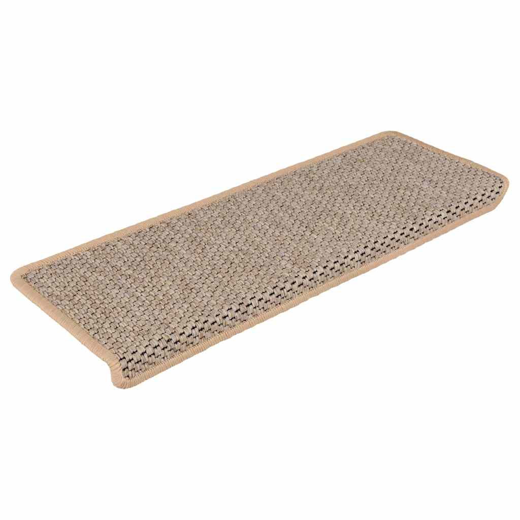 Self-adhesive Sisal Stair Mats 15 pcs. 65x21x4 cm Light Beige