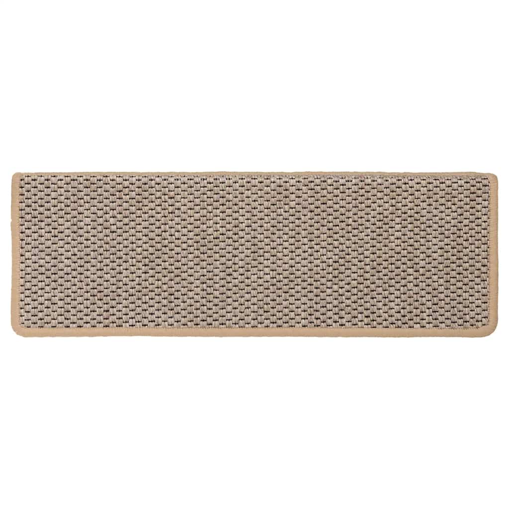 Self-adhesive Sisal Stair Mats 15 pcs. 65x21x4 cm Light Beige