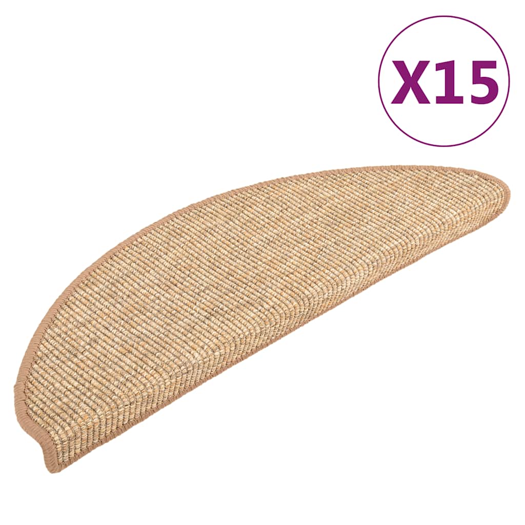 Stair Mats 15 pcs. 56x17x3 cm Light Brown Semi-Circular