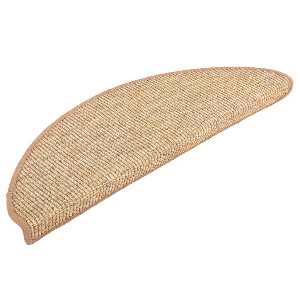 Stair Mats 15 pcs. 56x17x3 cm Light Brown Semi-Circular