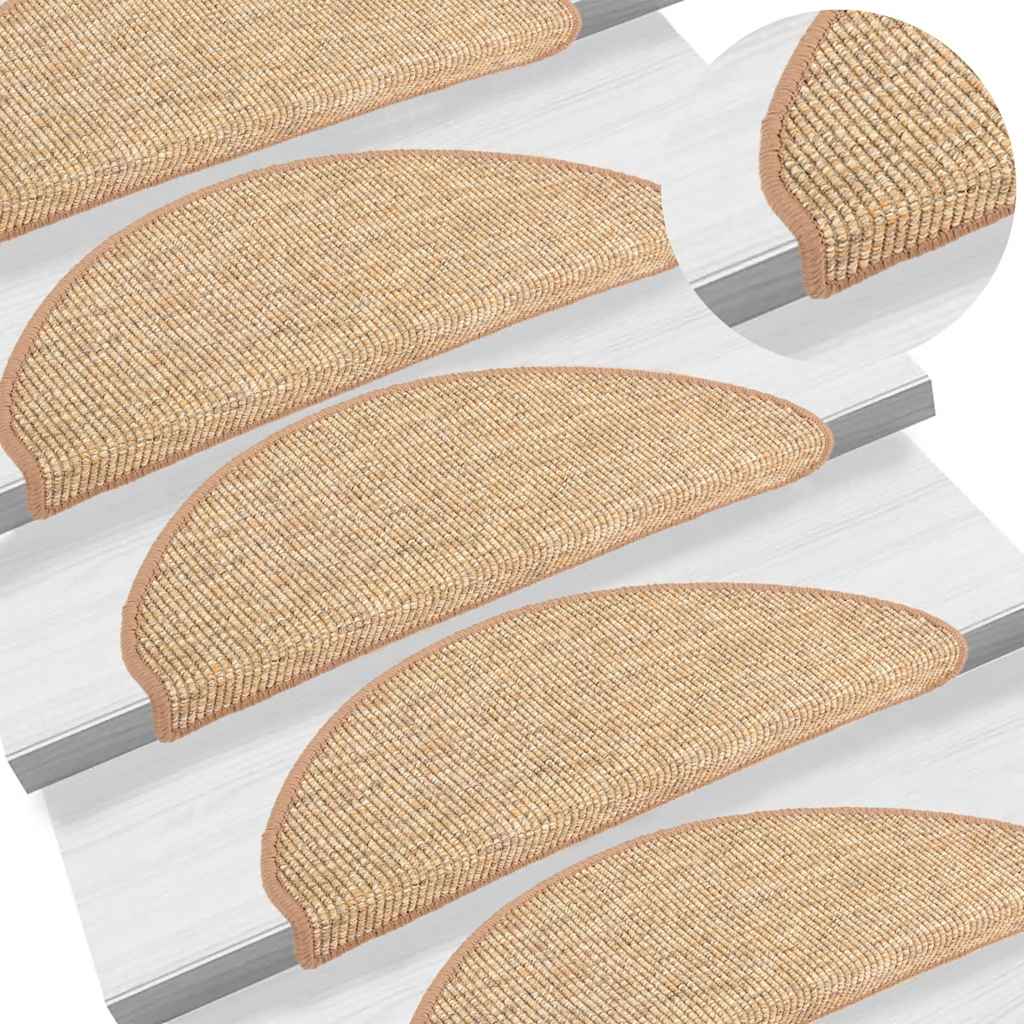 Stair Mats 15 pcs. 56x17x3 cm Light Brown Semi-Circular