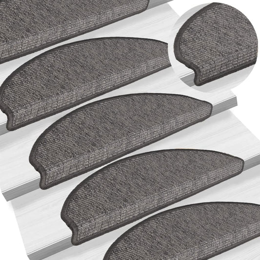 Stair Mats 15 pcs. 65x21x4 cm Beige and Grey Semi-Circular Large