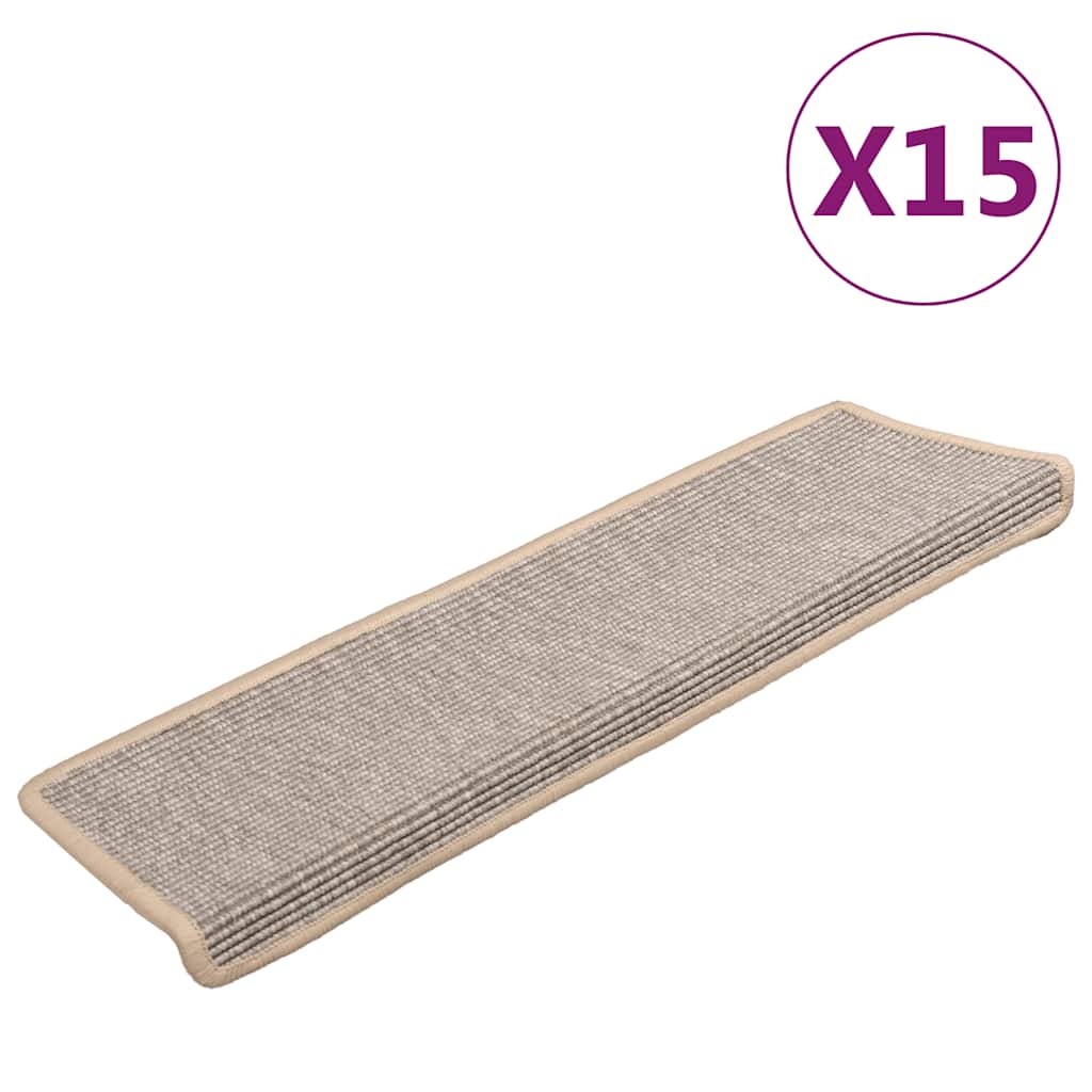 Tapis de marches 15 pces 65x21x4 cm Argent Bord rectangulaire