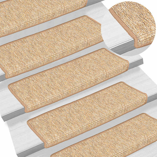 Stair Mats 15 pcs. 65x21x4 cm Light Brown Rectangular Edge