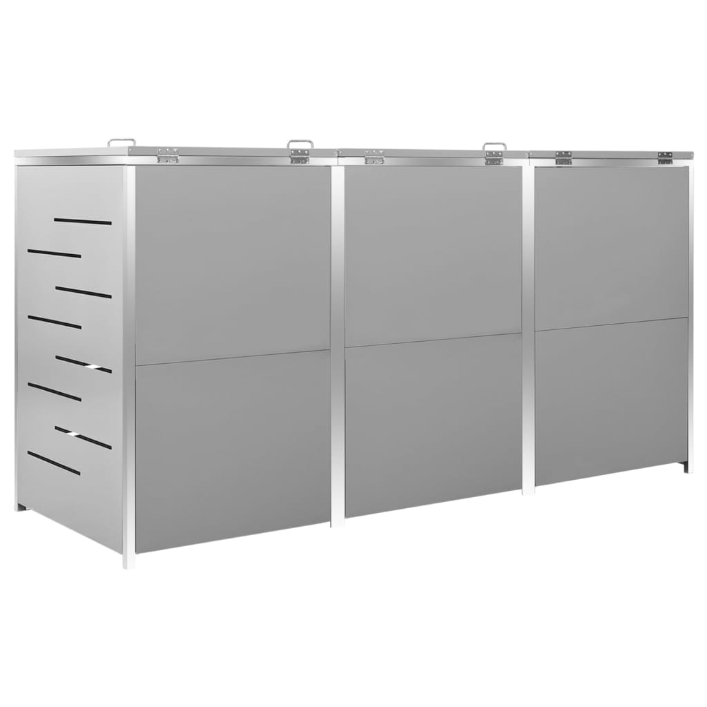 Cache-conteneurs poubelles pour 3 poubelles 207x77,5x115 cm acier inoxydable