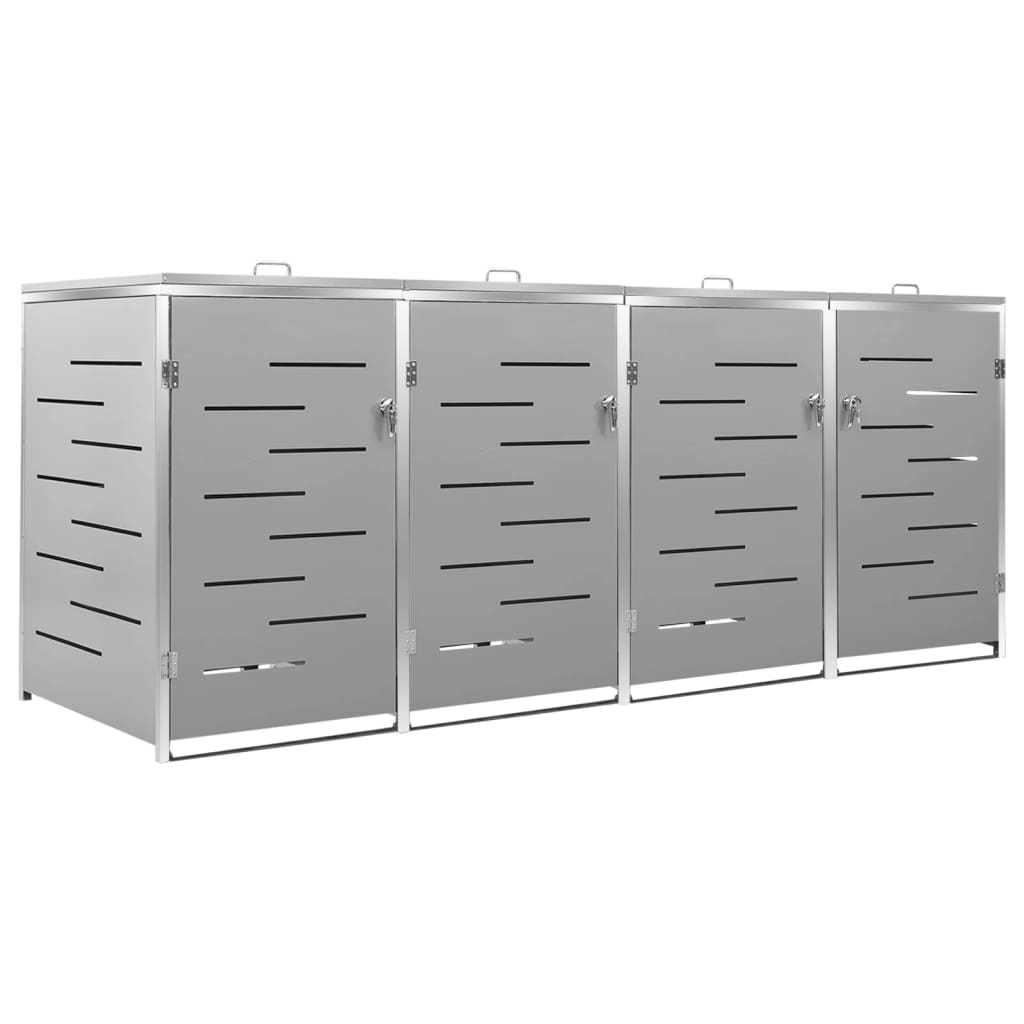 Abri de poubelles pour 4 conteneurs 276,5x77,5x115,5 cm en acier inoxydable