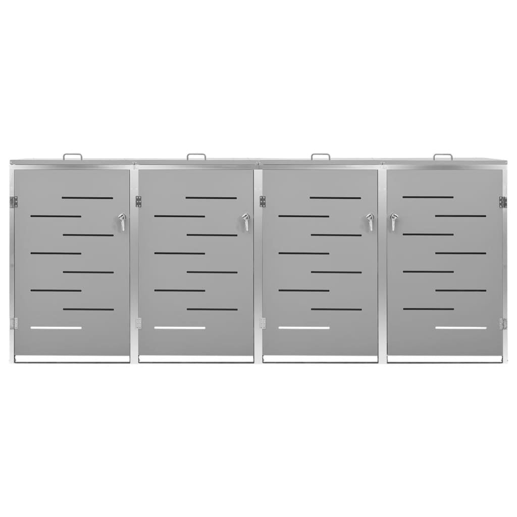 Abri de poubelles pour 4 conteneurs 276,5x77,5x115,5 cm en acier inoxydable