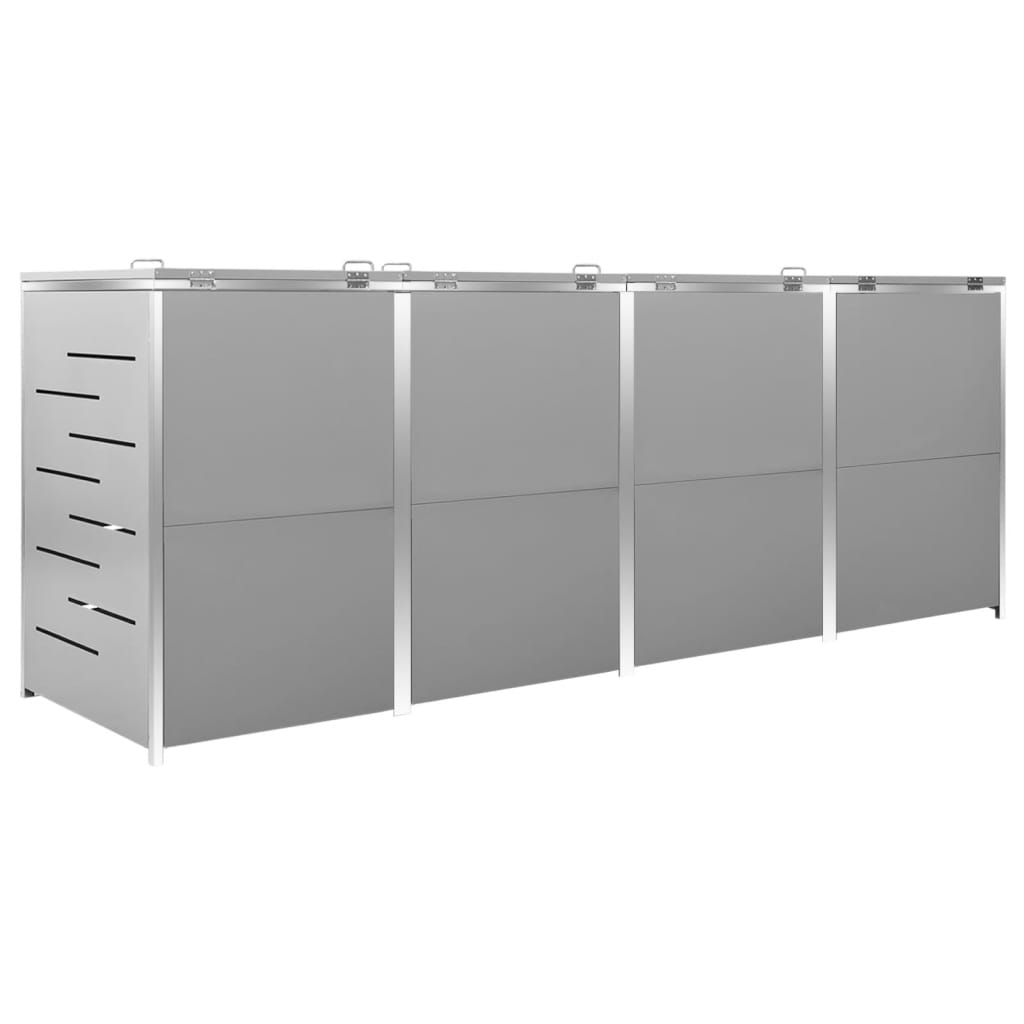 Abri de poubelles pour 4 conteneurs 276,5x77,5x115,5 cm en acier inoxydable