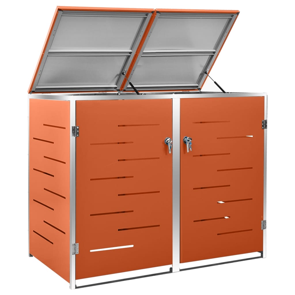 Waste Bin Enclosure for 2 Bins 138x77.5x112.5 cm Stainless Steel