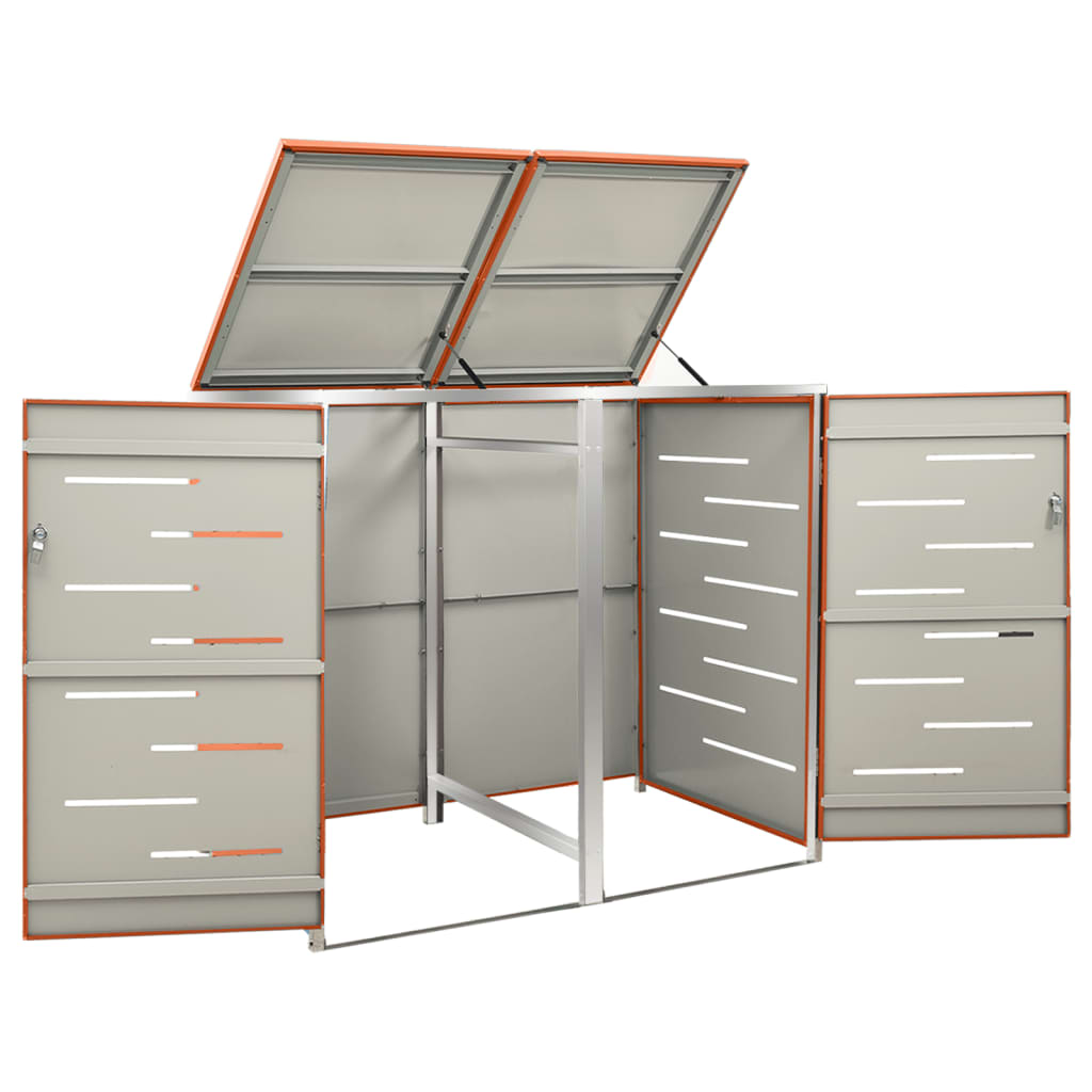 Waste Bin Enclosure for 2 Bins 138x77.5x112.5 cm Stainless Steel