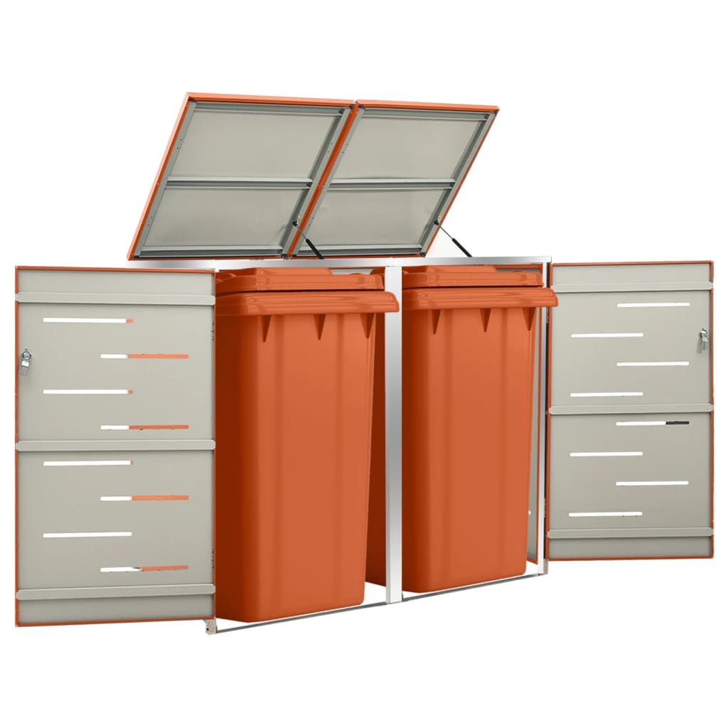 Waste Bin Enclosure for 2 Bins 138x77.5x112.5 cm Stainless Steel