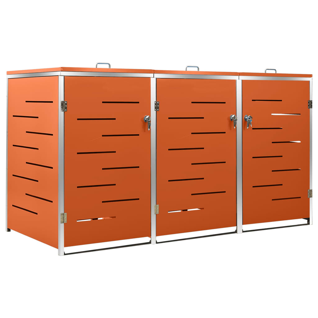 Garbage Can Enclosure for 3 Bins 207x77.5x112.5 cm Stainless Steel