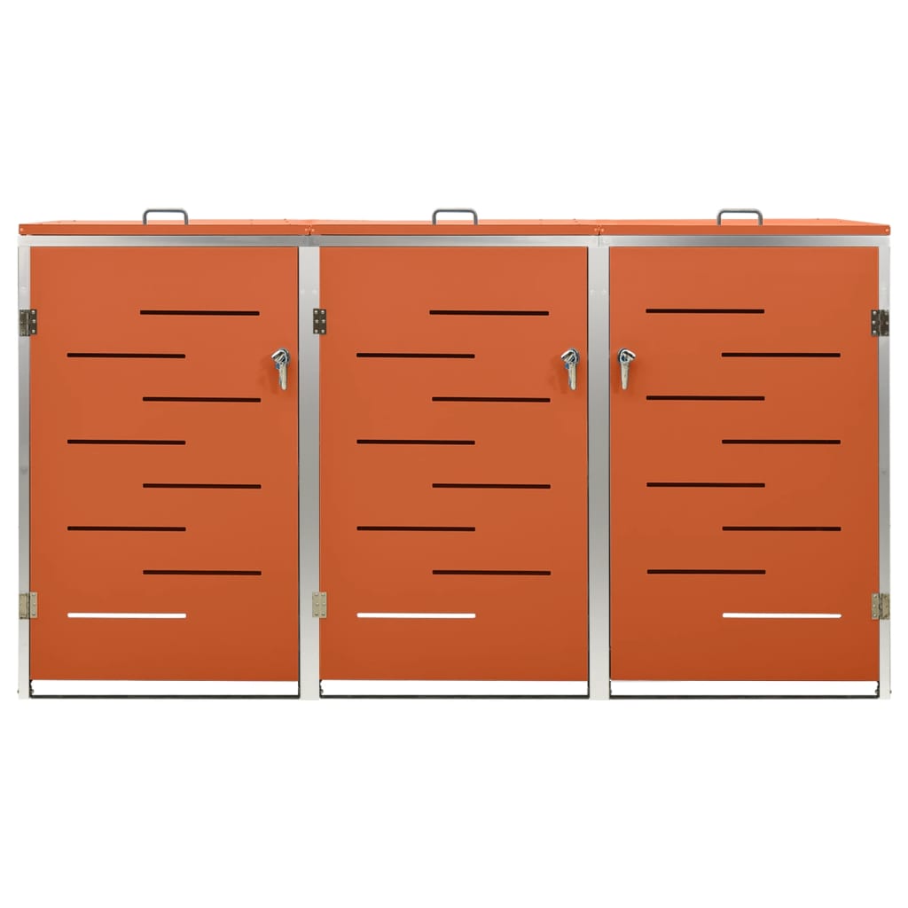 Garbage Can Enclosure for 3 Bins 207x77.5x112.5 cm Stainless Steel