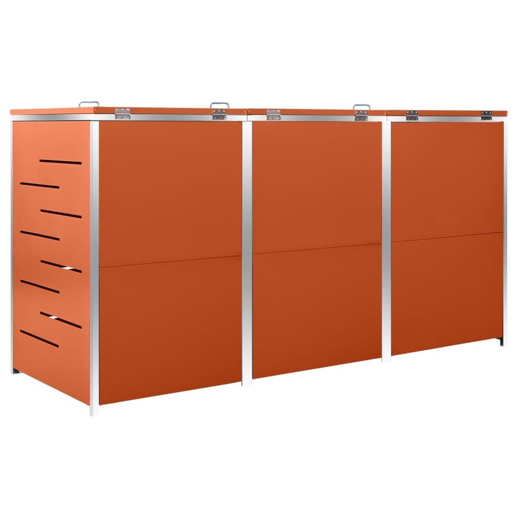 Garbage Can Enclosure for 3 Bins 207x77.5x112.5 cm Stainless Steel