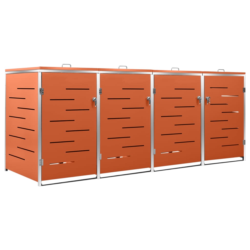 Abri-poubelle pour 4 poubelles 276,5x77,5x112,5 cm Inox