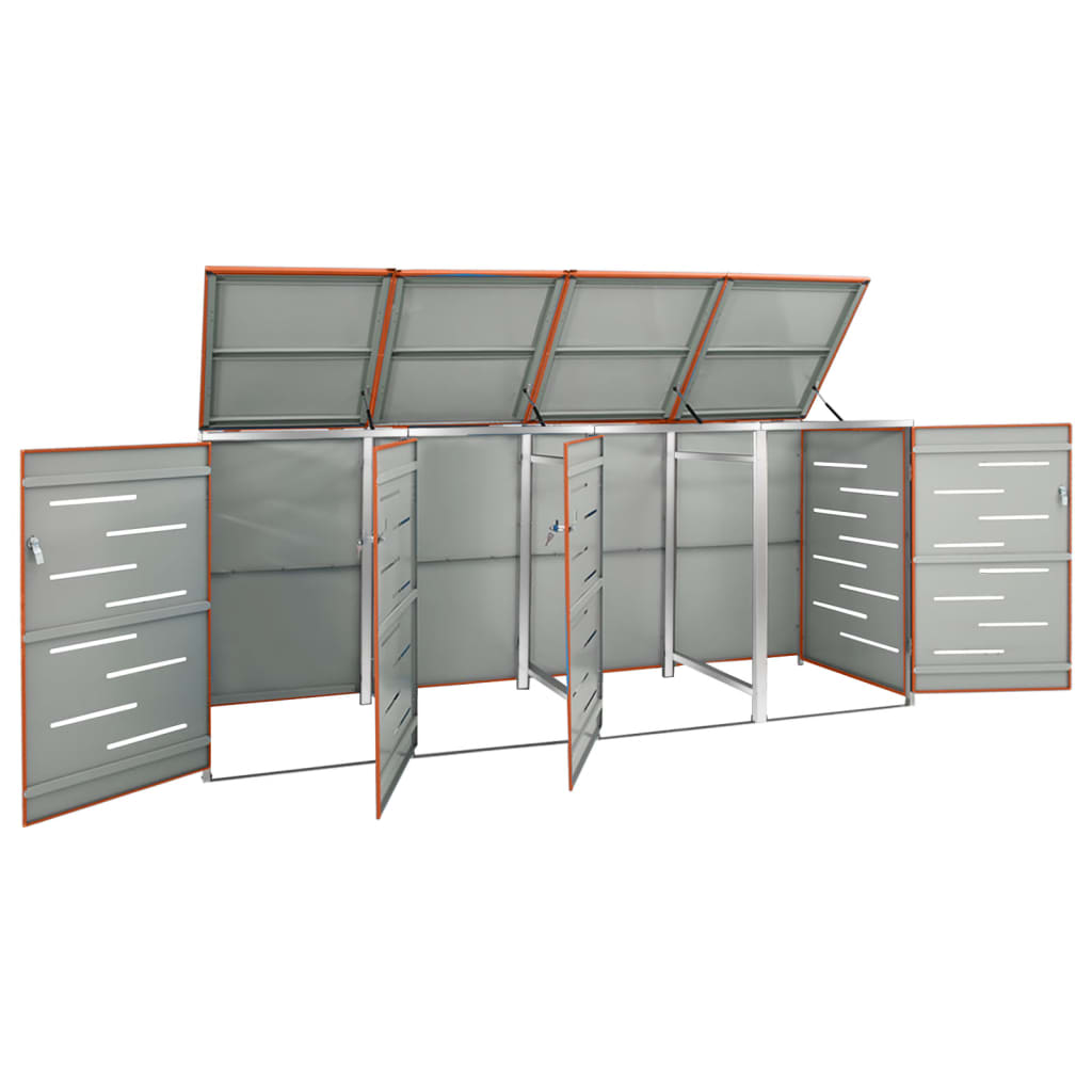 Abri-poubelle pour 4 poubelles 276,5x77,5x112,5 cm Inox