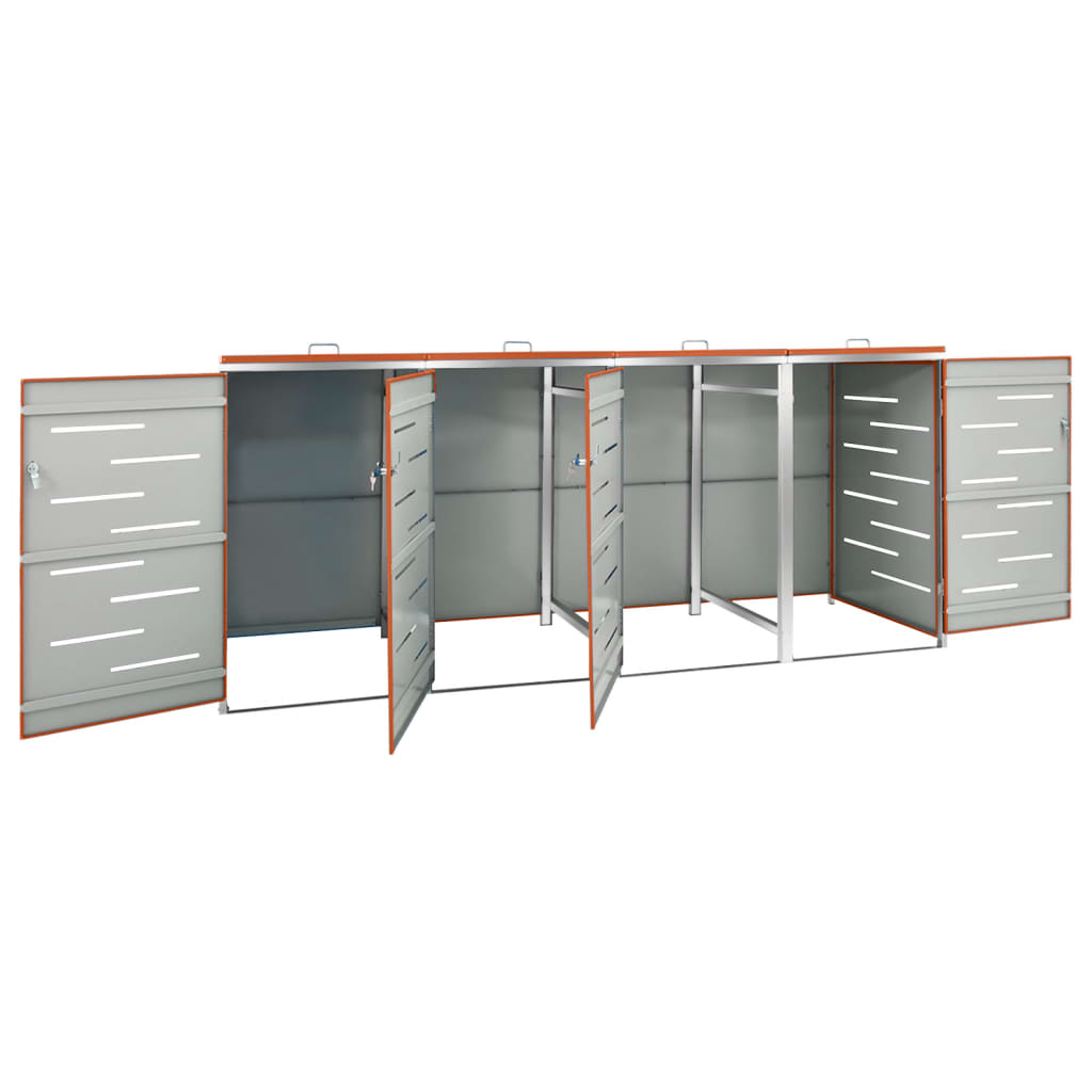 Abri-poubelle pour 4 poubelles 276,5x77,5x112,5 cm Inox