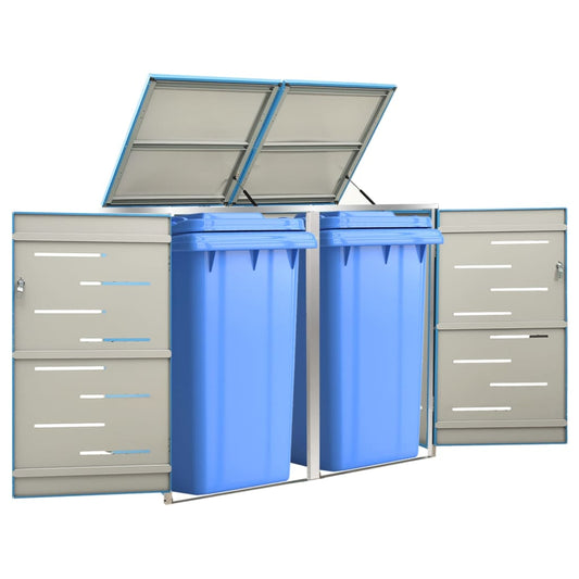 Waste Bin Enclosure for 2 Bins 138x77.5x112.5 cm Stainless Steel