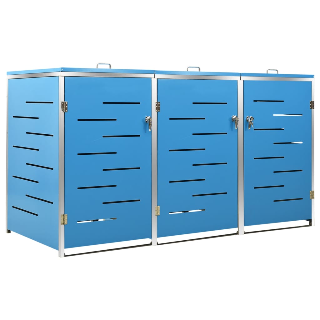 Garbage Can Enclosure for 3 Bins 207x77.5x112.5 cm Stainless Steel
