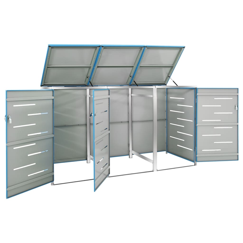 Garbage Can Enclosure for 3 Bins 207x77.5x112.5 cm Stainless Steel
