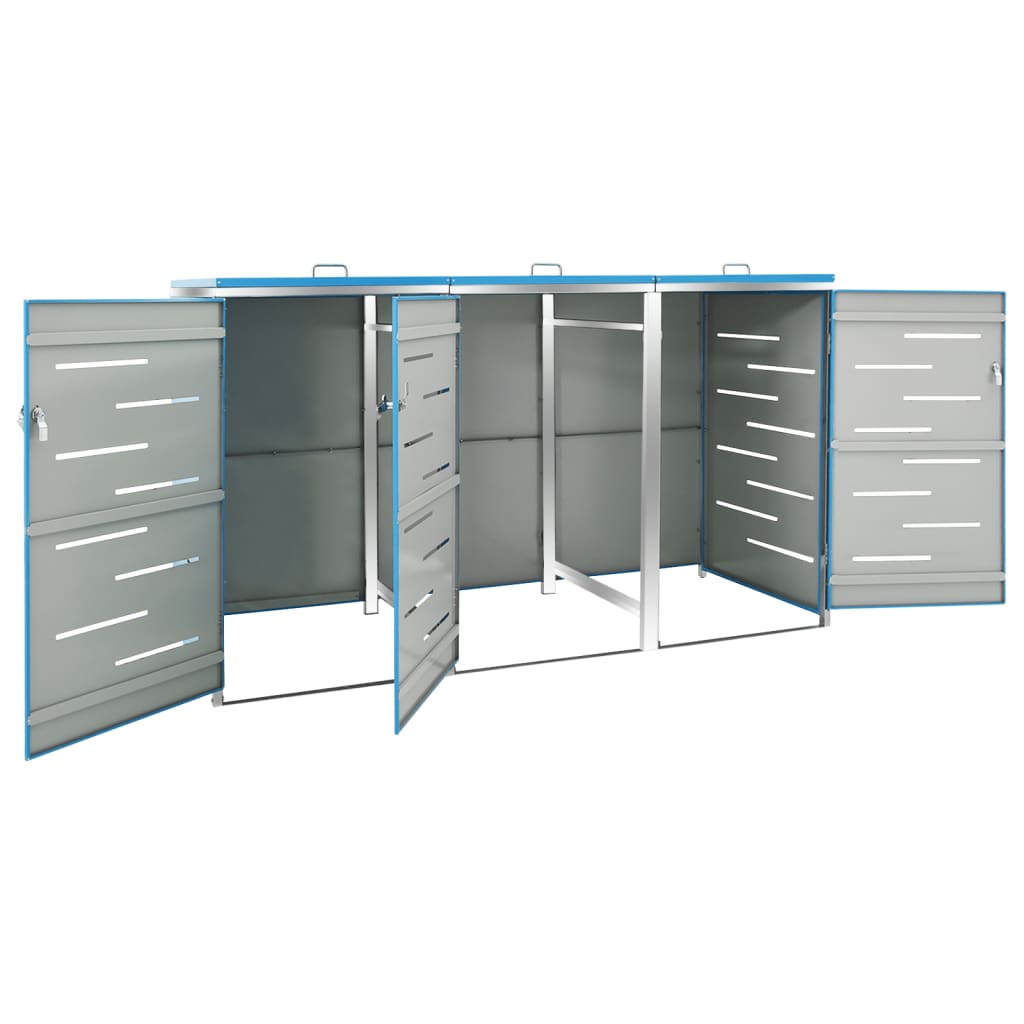 Garbage Can Enclosure for 3 Bins 207x77.5x112.5 cm Stainless Steel