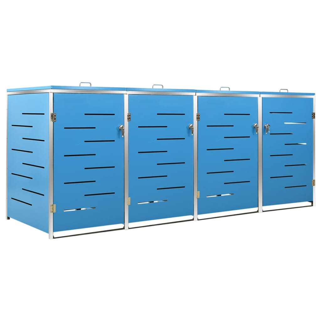 Abri poubelles pour 4 poubelles 276,5x77,5x112,5 cm acier inoxydable