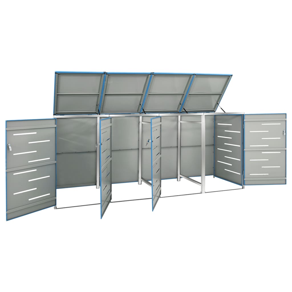 Abri poubelles pour 4 poubelles 276,5x77,5x112,5 cm acier inoxydable