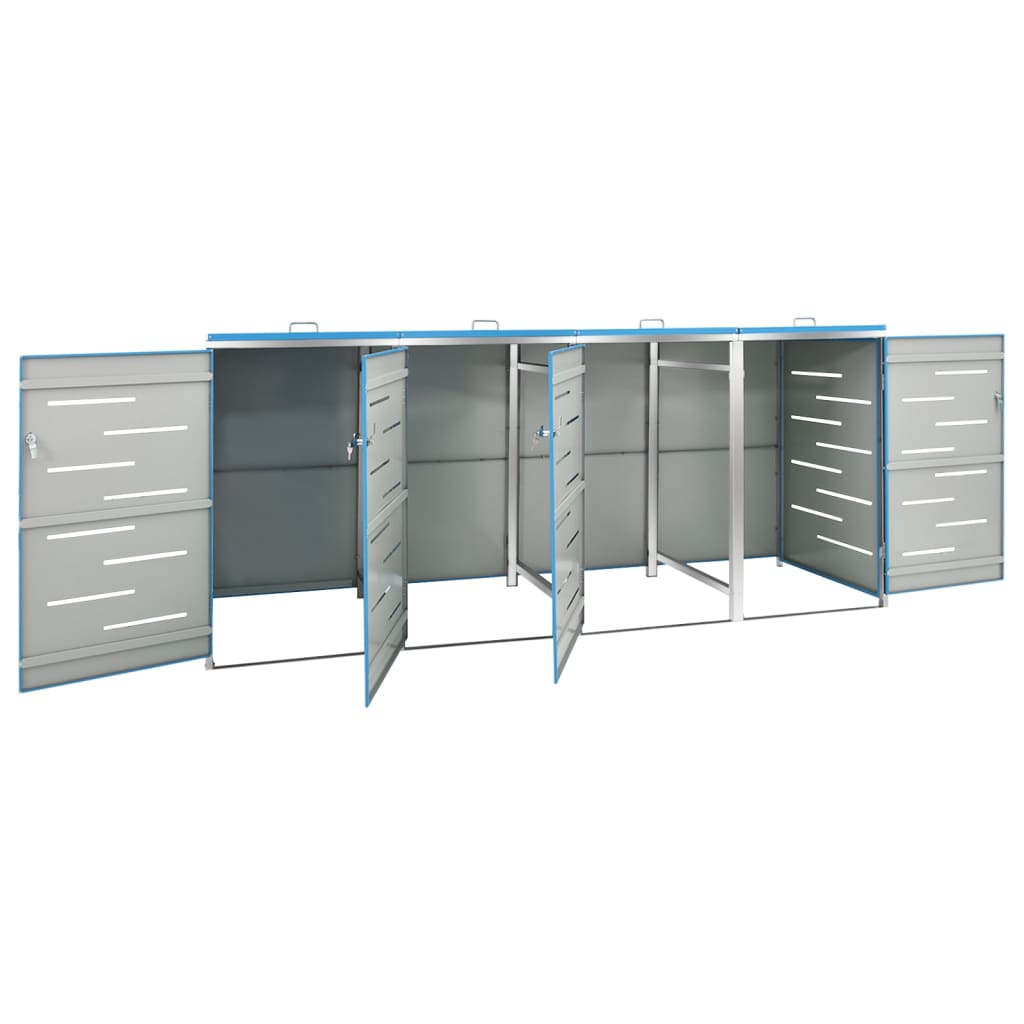 Abri poubelles pour 4 poubelles 276,5x77,5x112,5 cm acier inoxydable