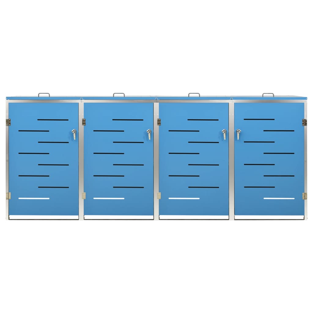 Abri poubelles pour 4 poubelles 276,5x77,5x112,5 cm acier inoxydable
