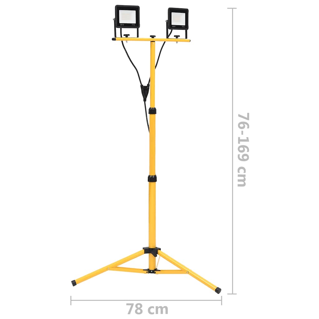 LED Floodlight with Tripod 2x30 W Warm White