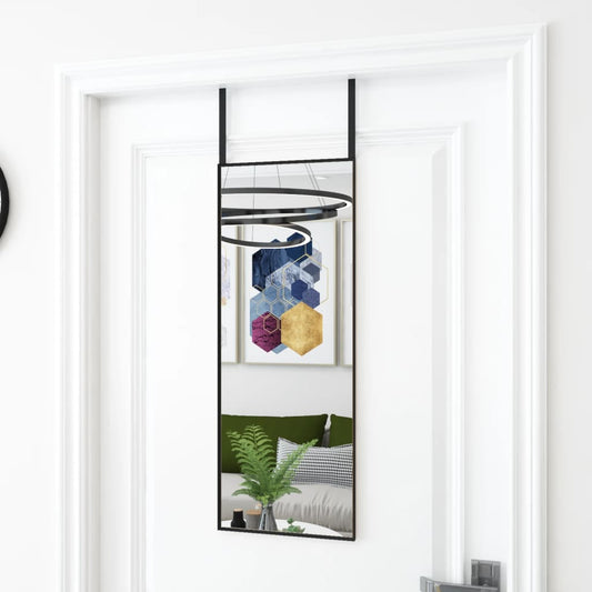 Door Mirror Black 30x80 cm Glass and Aluminum