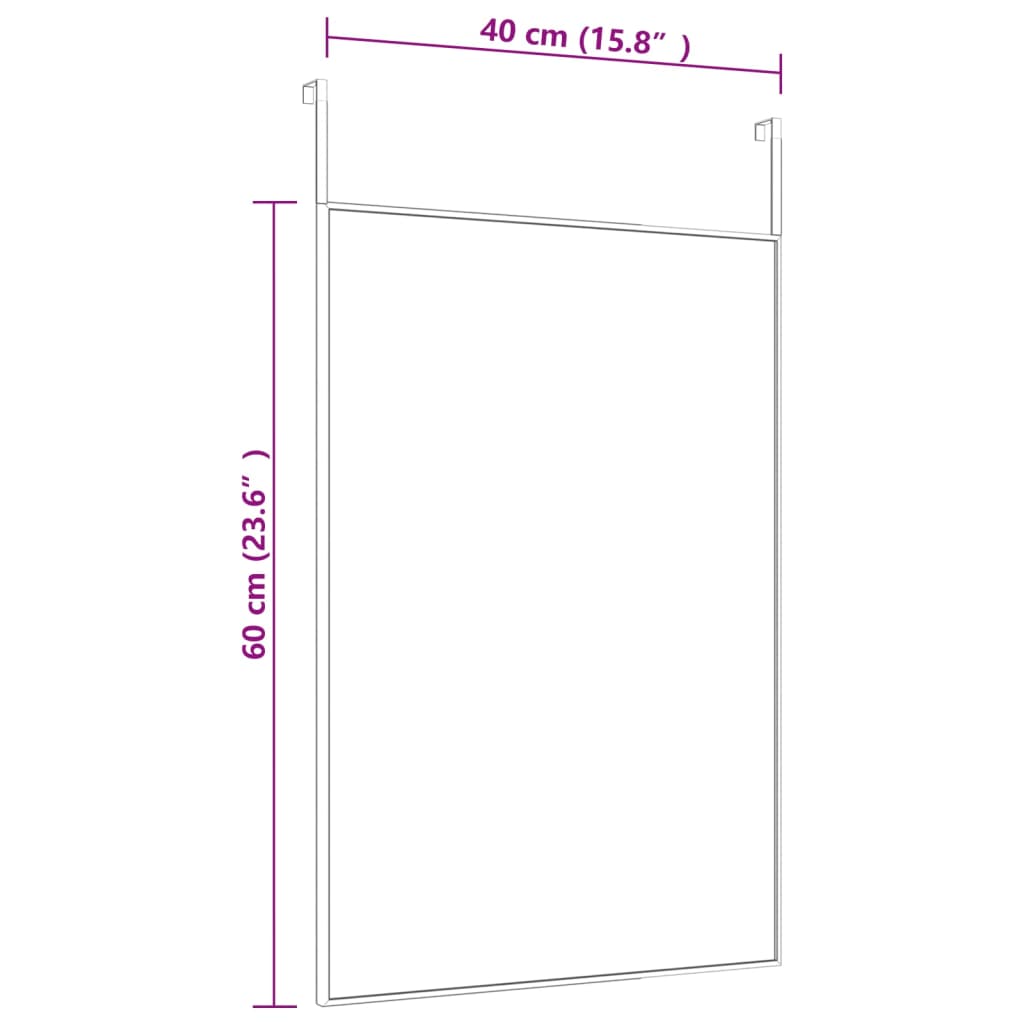 Door Mirror Black 40x60 cm Glass and Aluminum