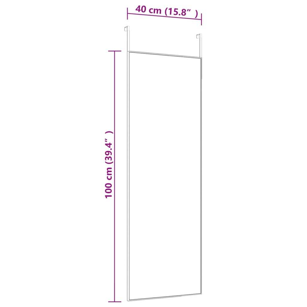 Türspiegel Schwarz 40x100 cm Glas und Aluminium