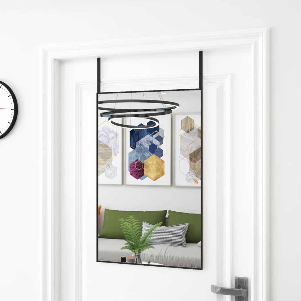 Türspiegel Schwarz 50x80 cm Glas und Aluminium