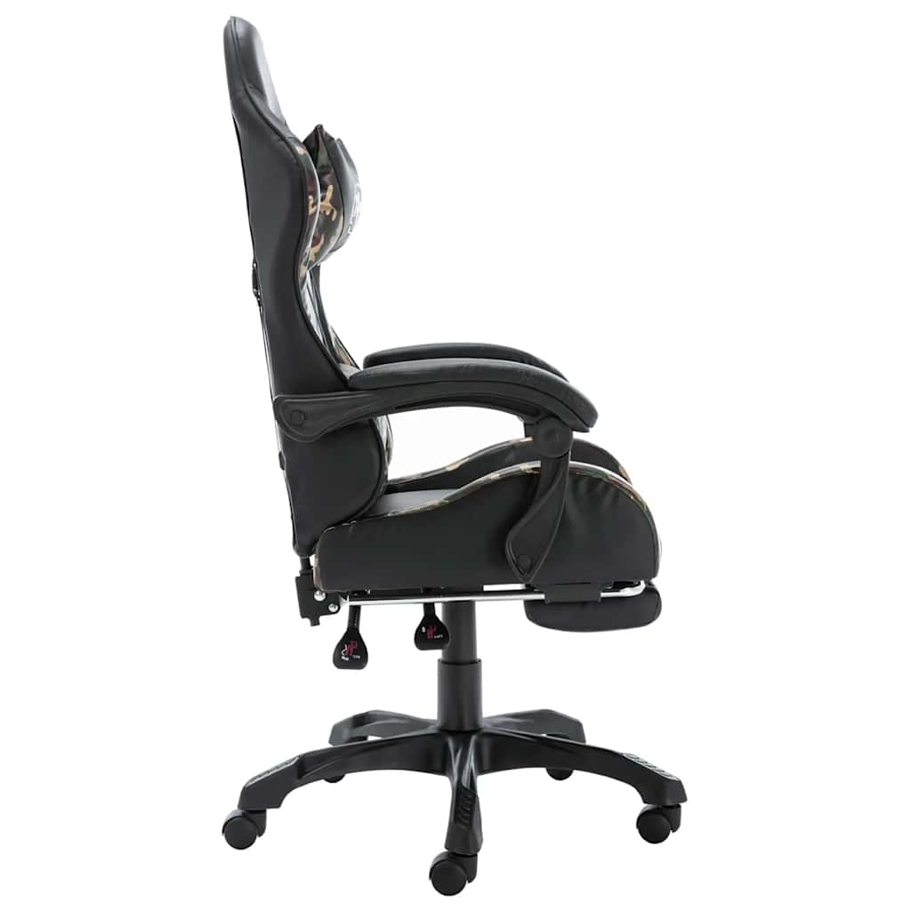 Gaming Chair with Footrest Black and Camouflage Pattern Faux Leather