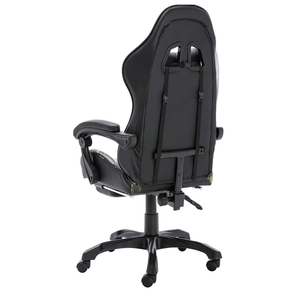 Gaming Chair with Footrest Black and Camouflage Pattern Faux Leather