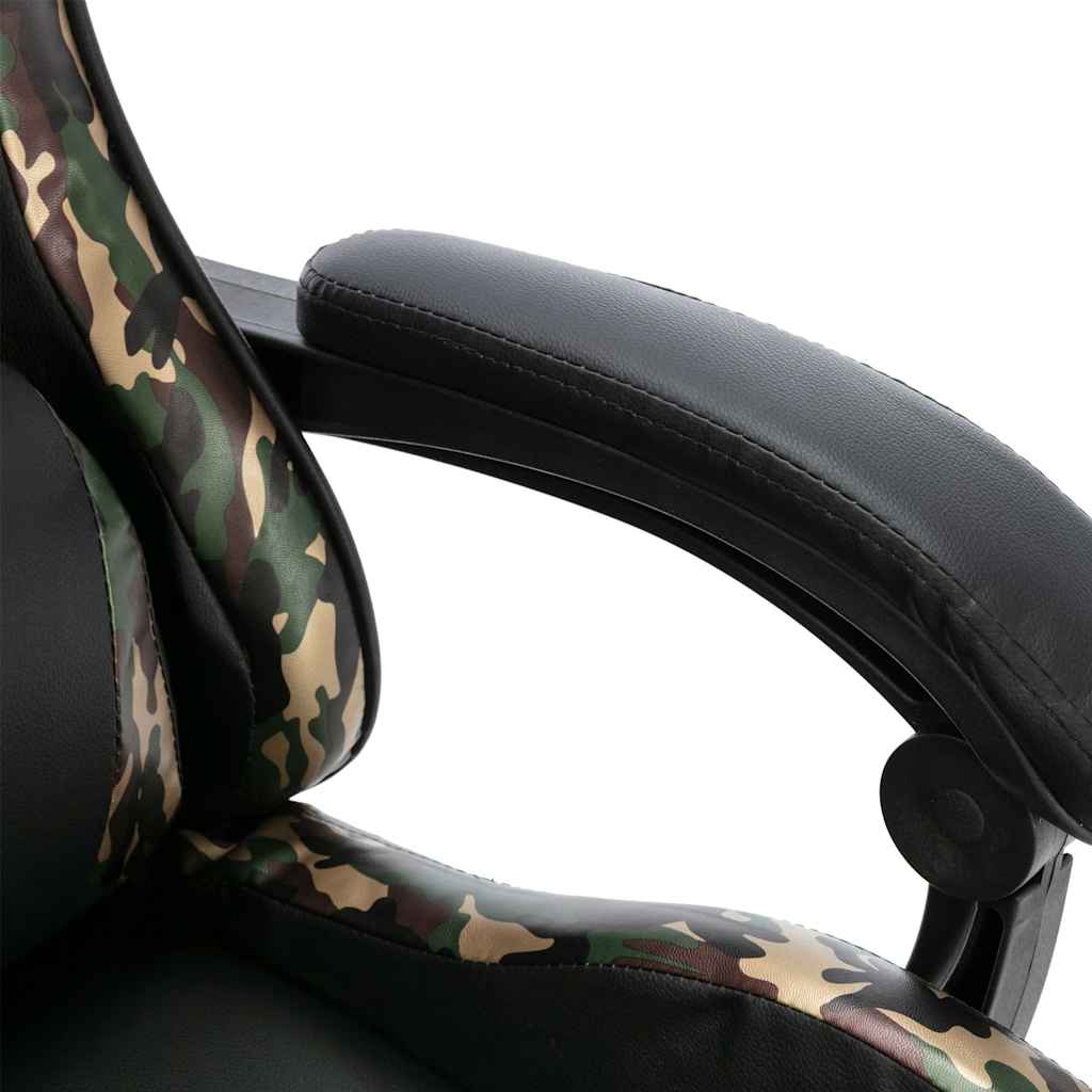 Gaming Chair with Footrest Black and Camouflage Pattern Faux Leather