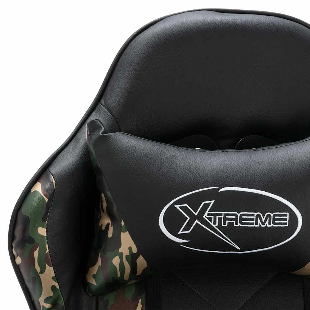 Gaming Chair with Footrest Black and Camouflage Pattern Faux Leather