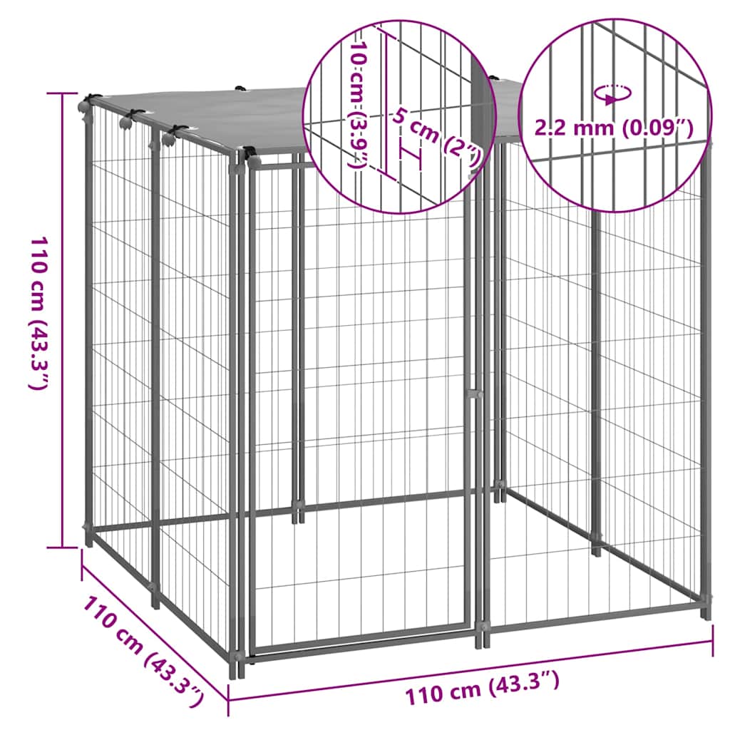 Hundezwinger Silbern 110x110x110 cm Stahl