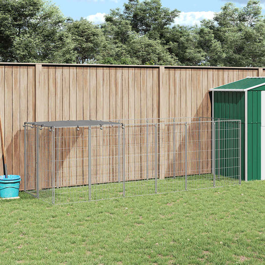 Hundezwinger Silbern 330x110x110 cm Stahl
