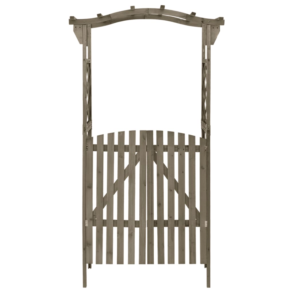 Pergola mit Tor 116x40x204 cm Grau Massivholz Tanne